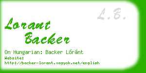 lorant backer business card